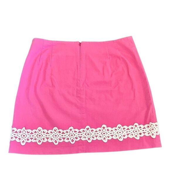 Lily Pulitzer Chic Pink Mini Mara Skirt White Lace Embroidered Womens Size 8 - Picture 3 of 9